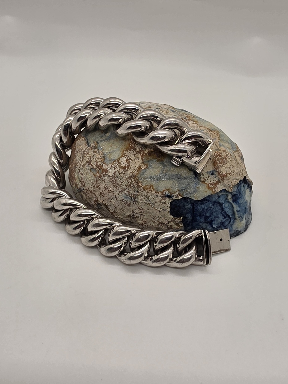 Heavy Curb Link Bracelet in Sterling Silver 925. - Picture 2 of 8
